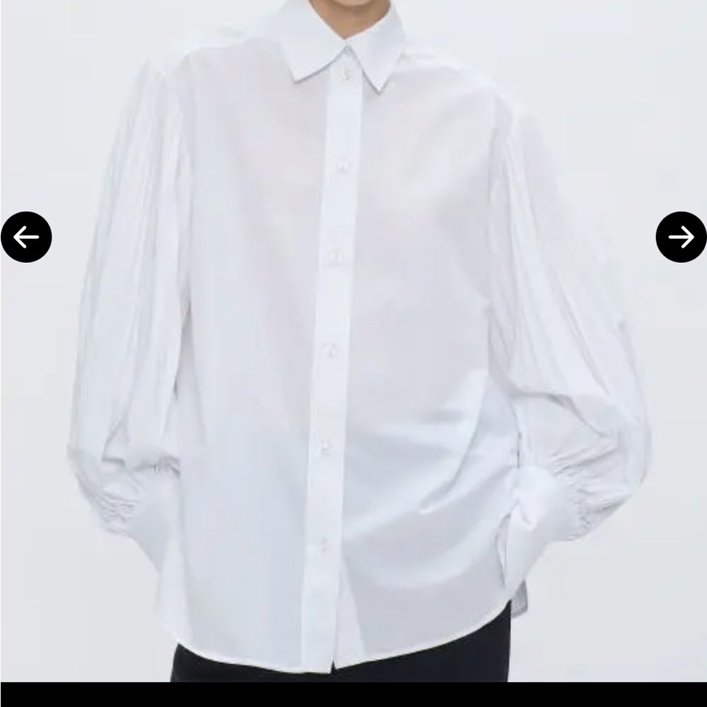 ELF White Pleated Sleeve Dress Shirt Oversized